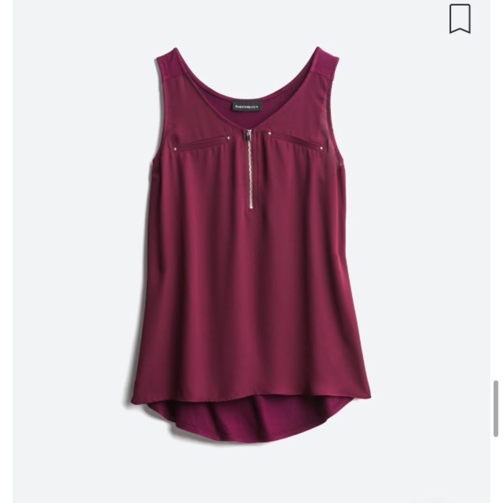 FORTUNE + IVY Lighton Zip Detail Mixed Material Blouse